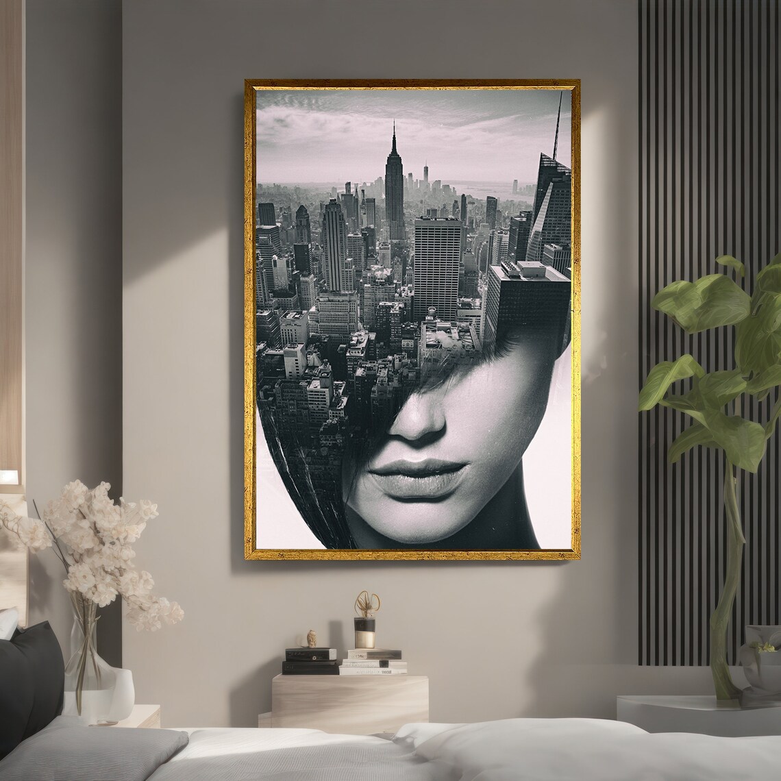 Modern Urban Woman And Cityscape Fusion Painting - Image 5