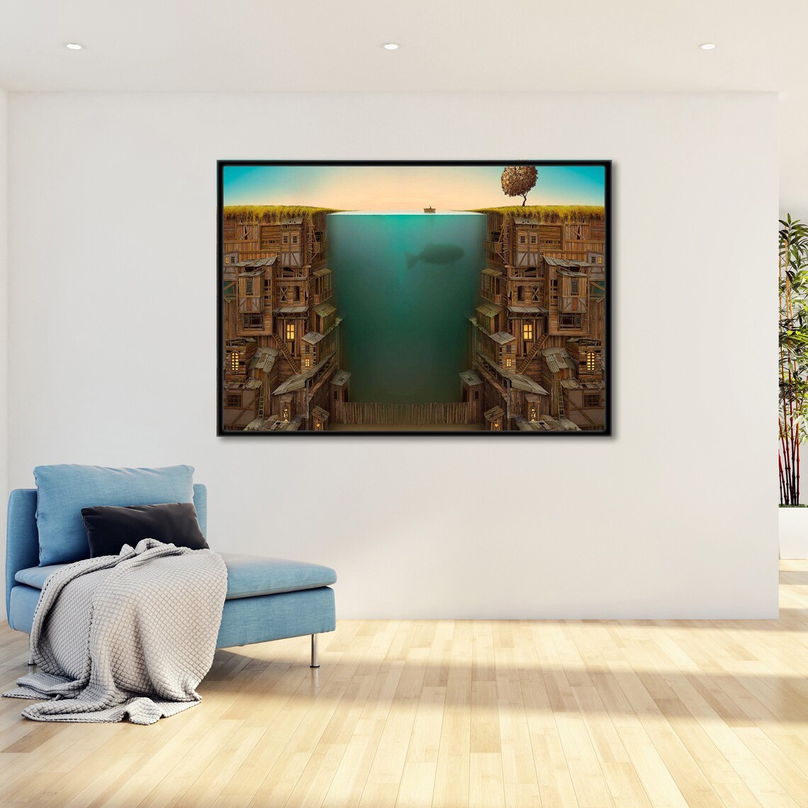 Surreal Underwater City Painting, Modern Fantasy - Image 4