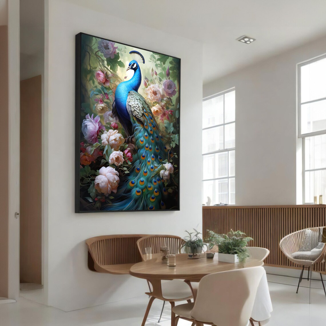 Majestic Peacock Painting, Elegant Animal Art