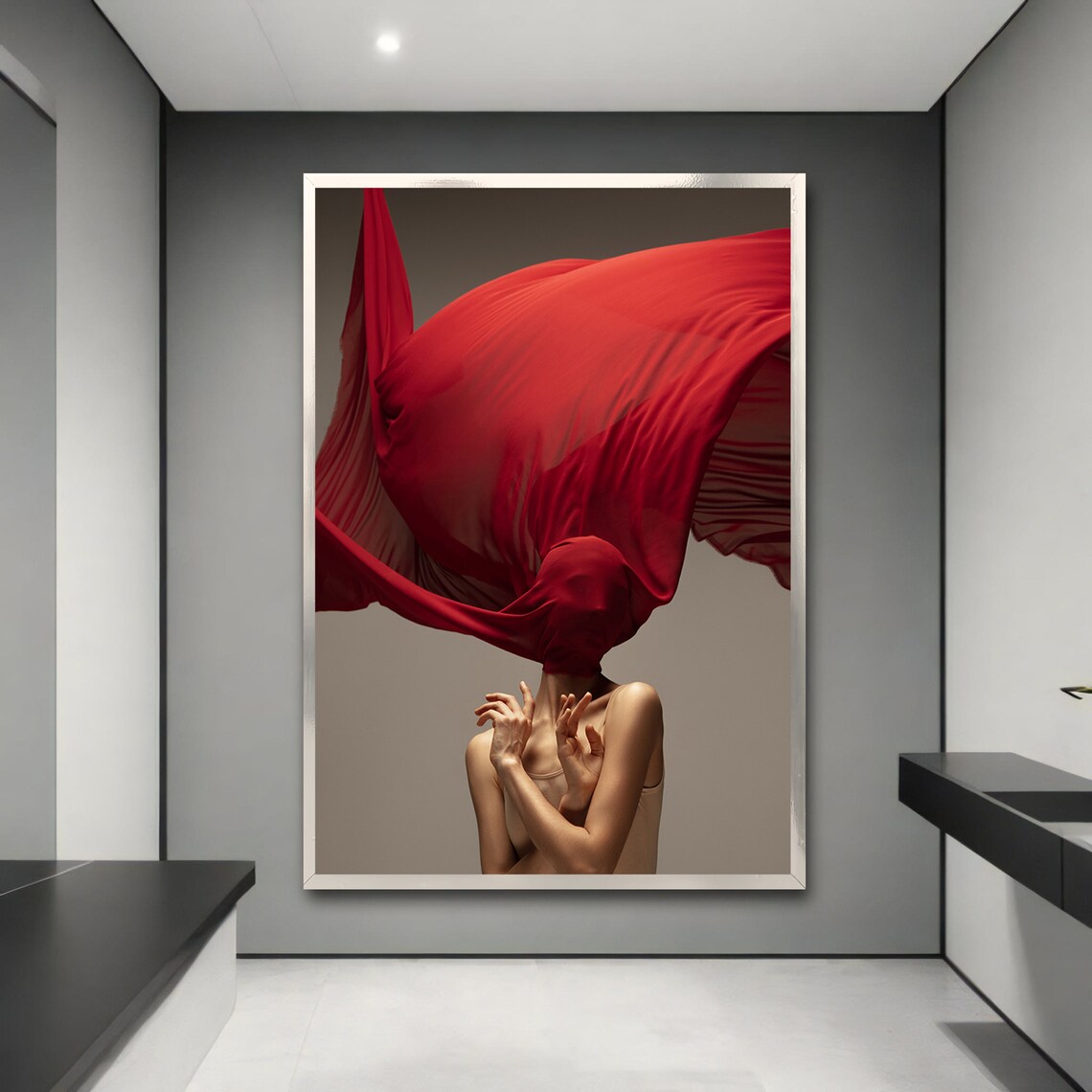 Modern Abstract Dance, Red Dress Ballet Dancer - Image 3