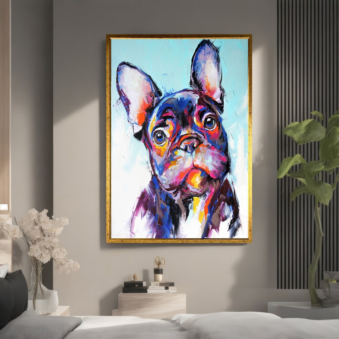 Colorful Dog Knife Effect Masterpiece Art Print - Image 2