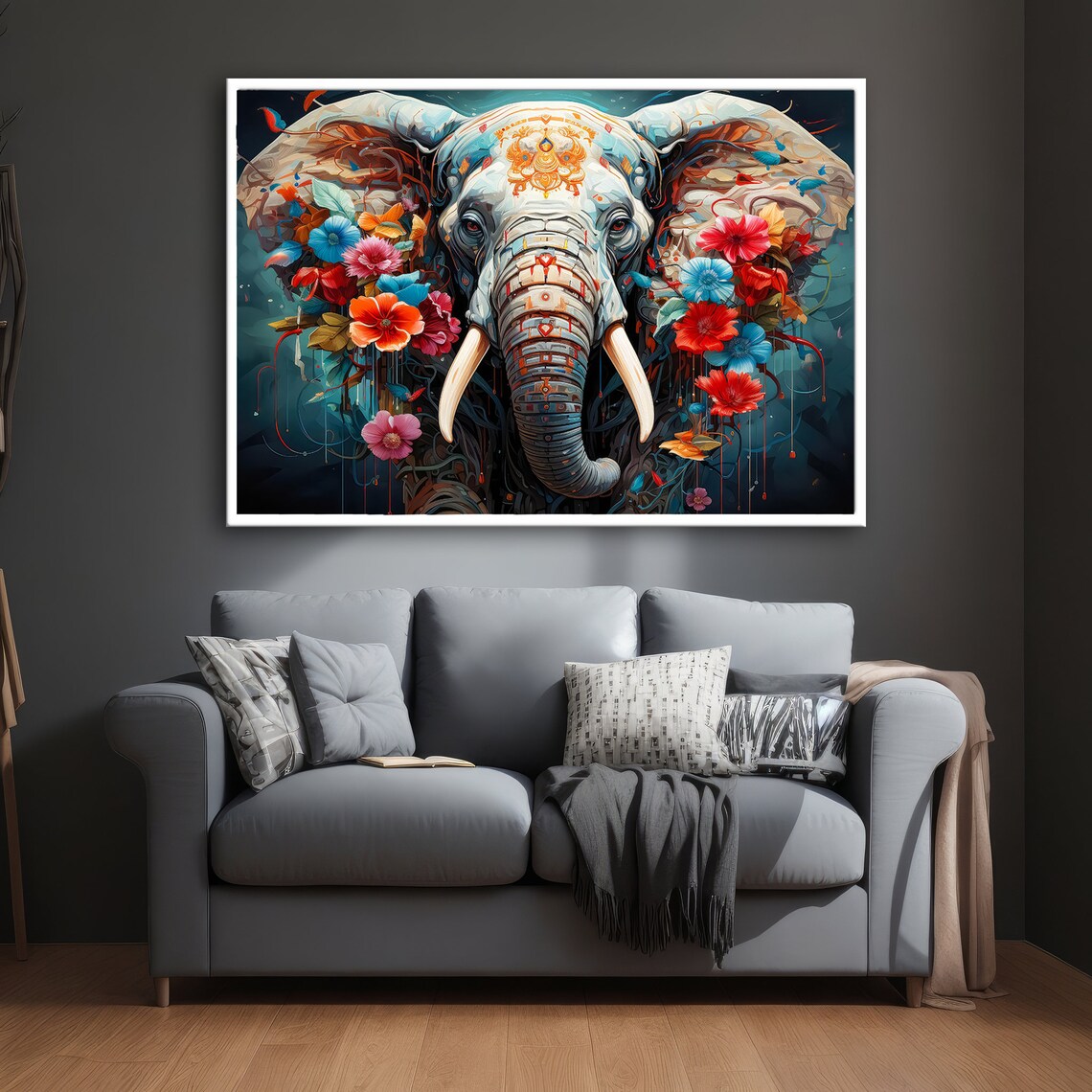 Ornate Elephant With Flowers, Animal Gift - Image 2