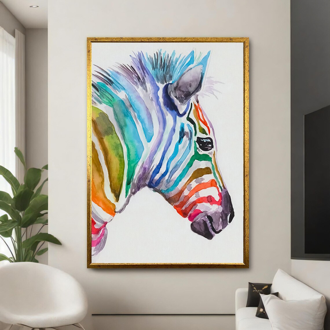 Colorful Zebra Painting, Vibrant Animal Art - Image 5