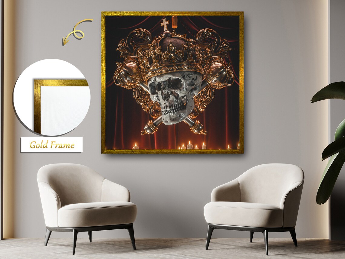 Regal Crown Adorned With Golden Orbs, Luxury Wall Art