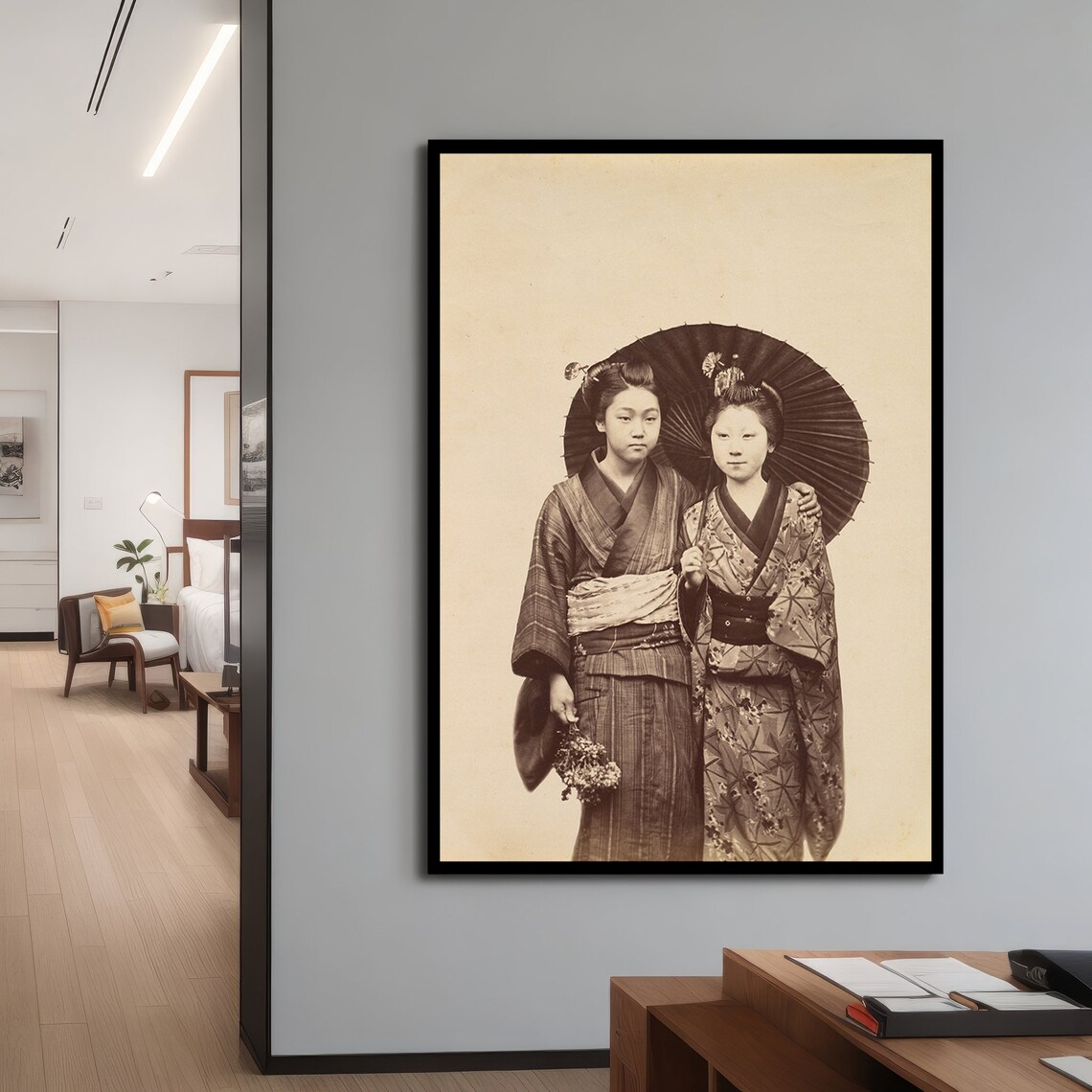 Two Geisha, Japanese Vintage Photo Art Print - Image 3