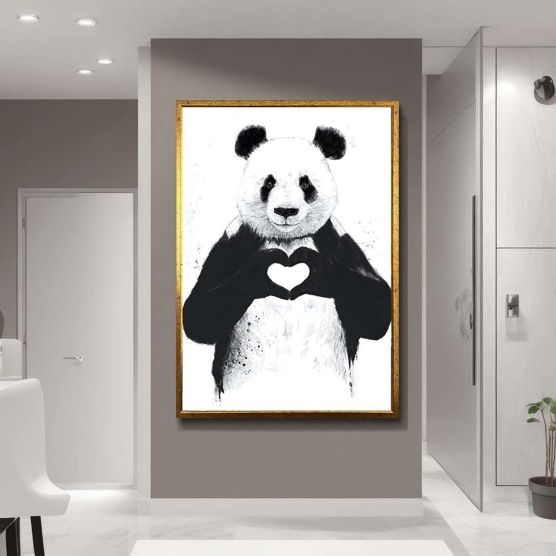 Adorable Panda With Heart, Charming Art Print - Image 5