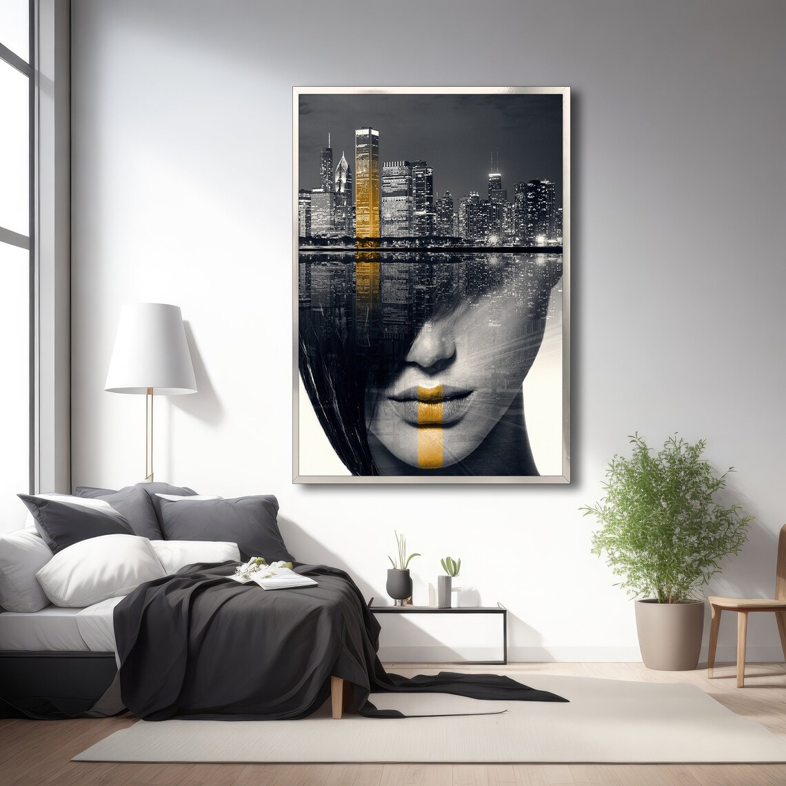 Urban Woman Reflection - Stylish Wall Decor - Image 3
