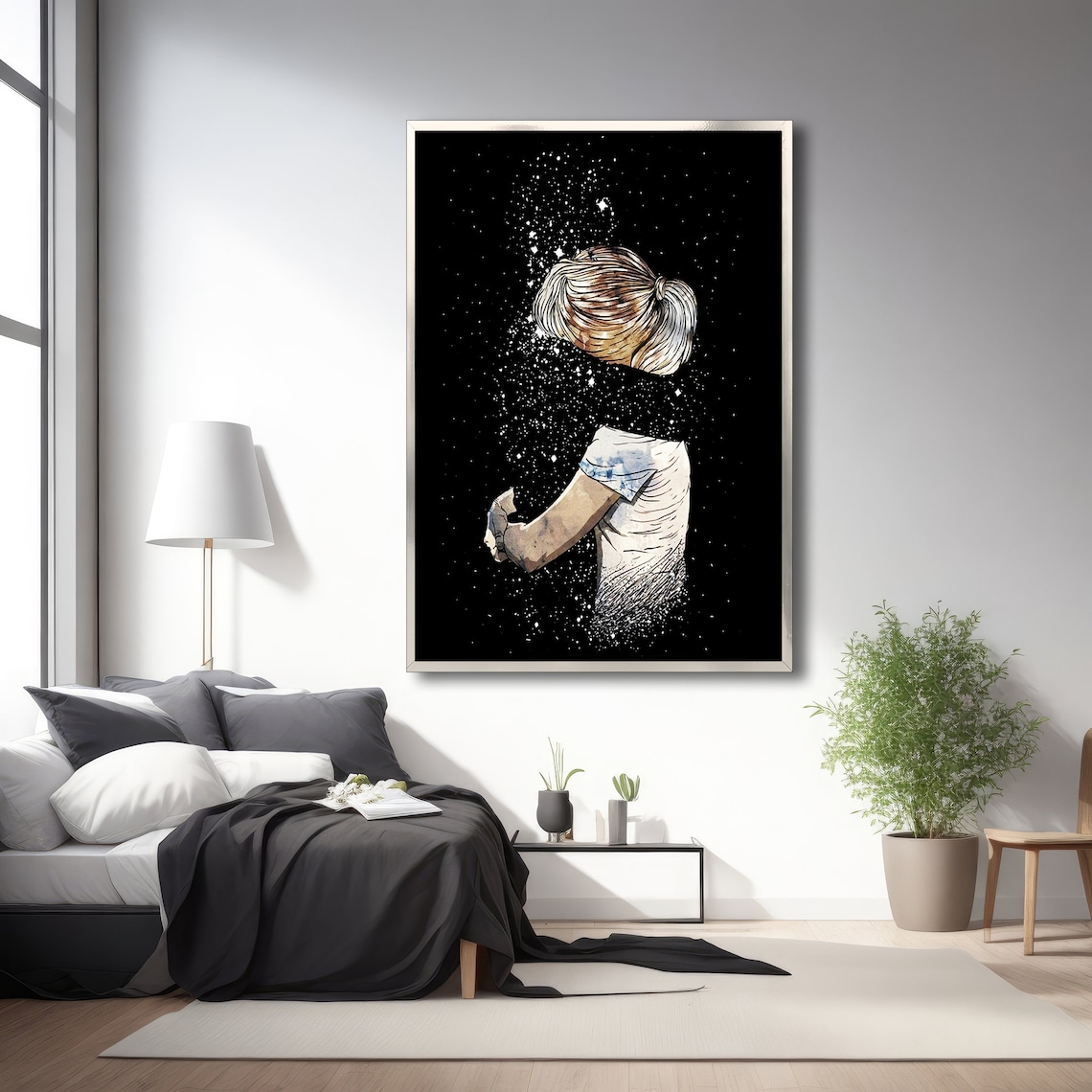Abstract Girl With Splatter Effect, Modern Painting - Image 3