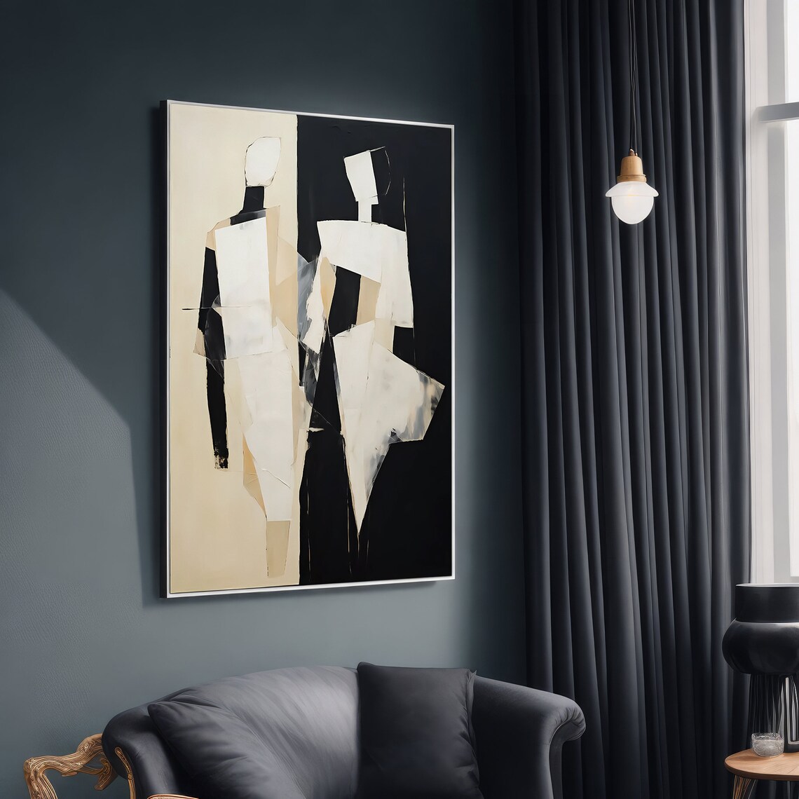 Abstract Figures Painting, Contemporary Minimalist