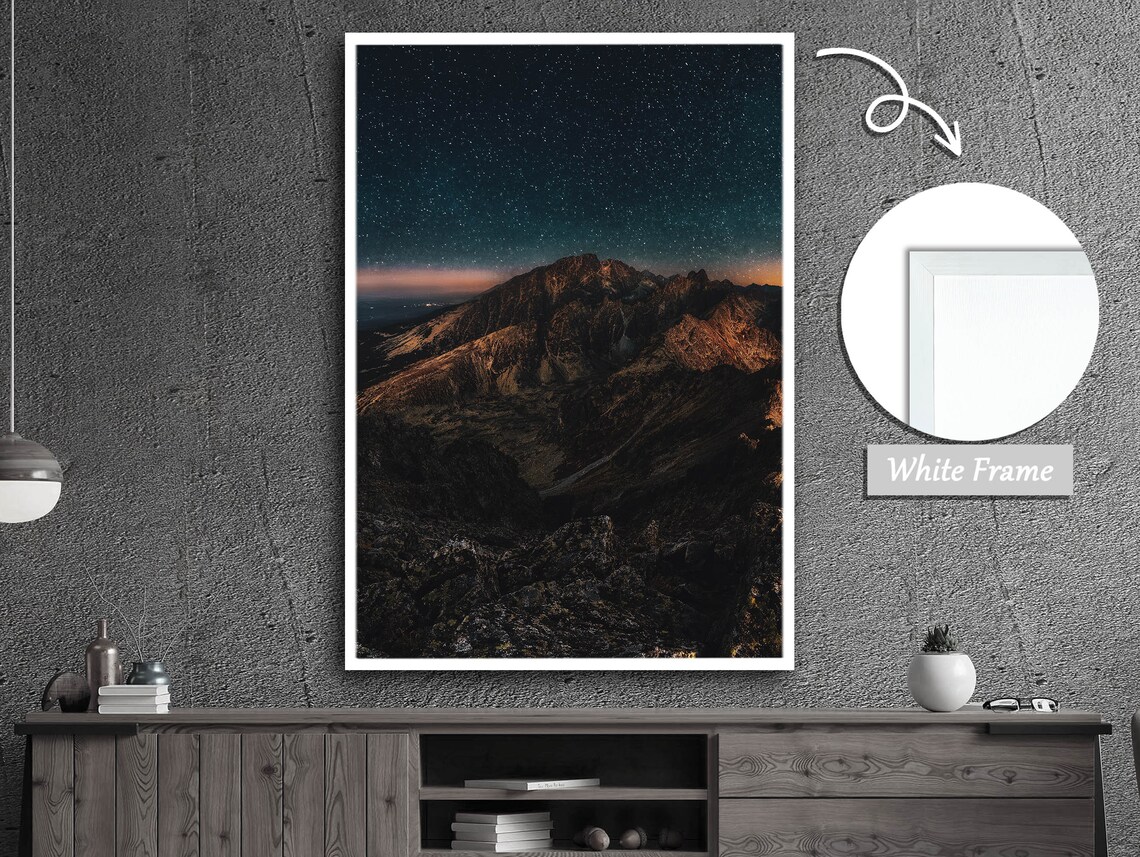 Night Mountain Landscape, Starry Night Art Print - Image 3