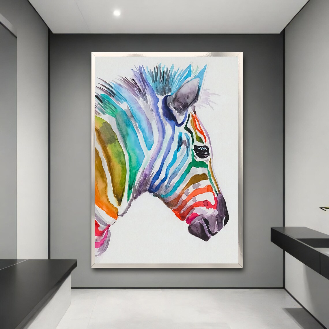 Colorful Zebra Painting, Vibrant Animal Art - Image 3