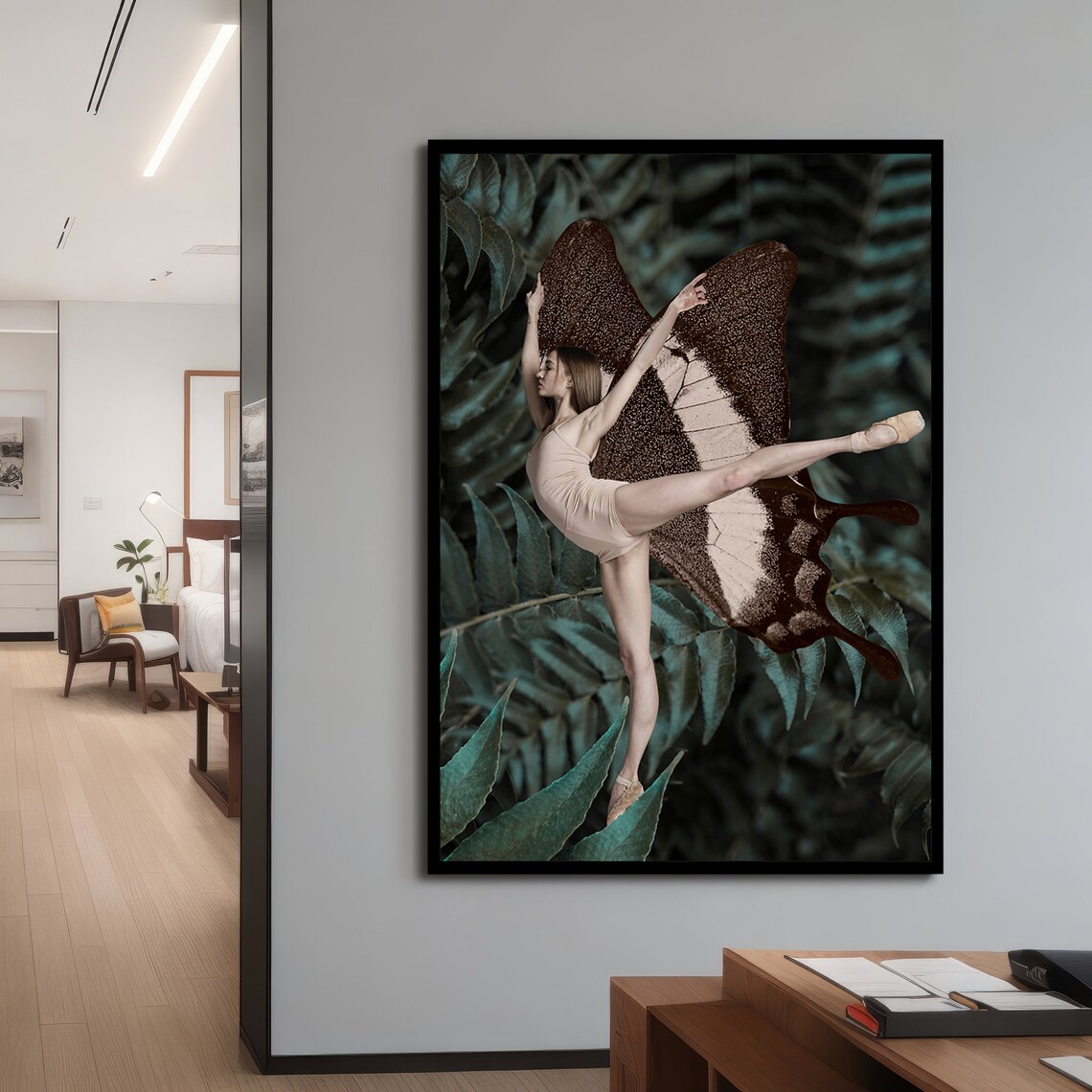 Graceful Butterfly Ballerina, Elegant Dance Art Print - Image 4