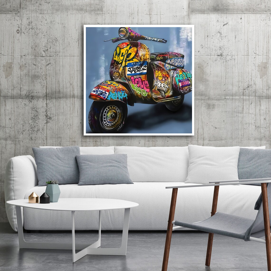 Graffiti Covered Scooter, Bold Urban Decor - Image 2
