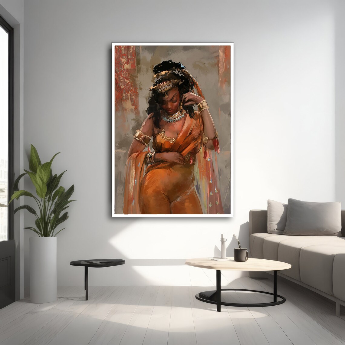 Graceful African Woman, Cultural Portrait Painting - Image 2
