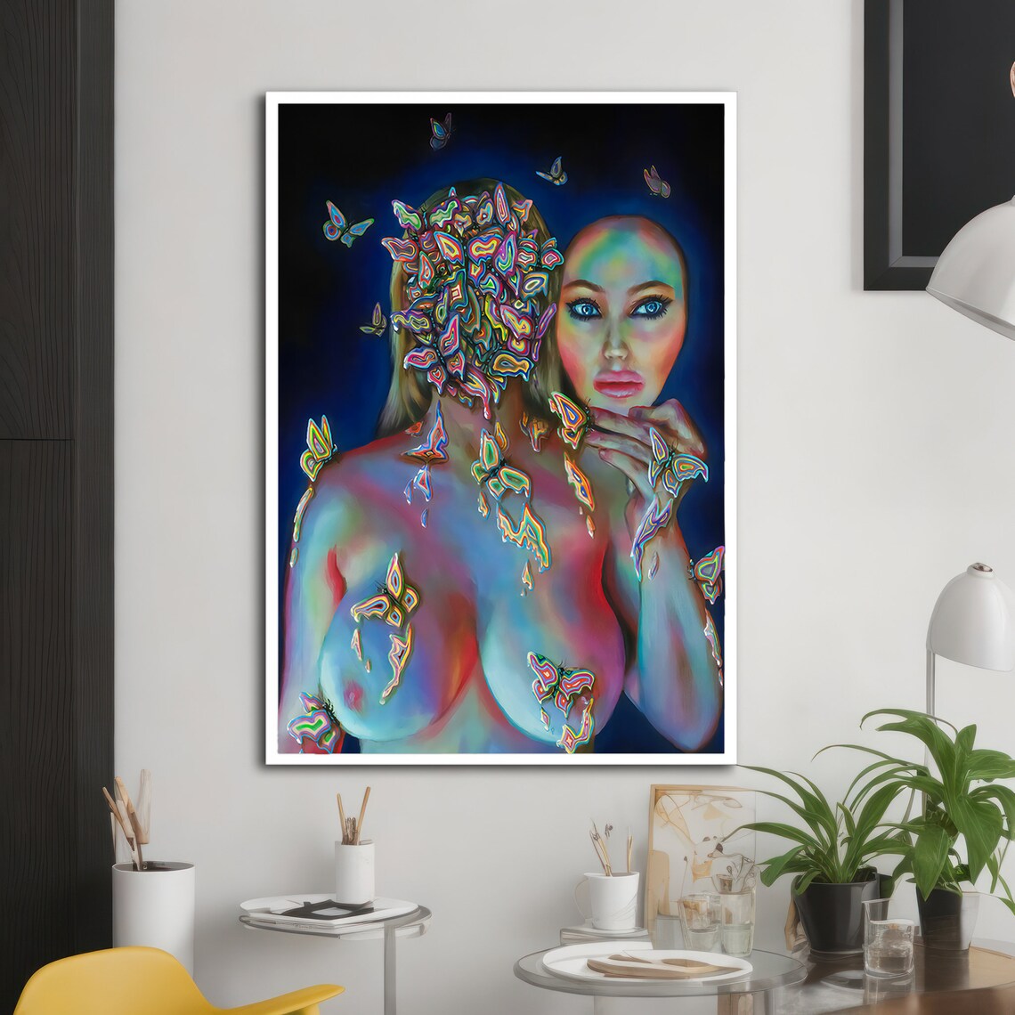 Surreal Nude Woman With Butterflies, Modern Art - Image 2