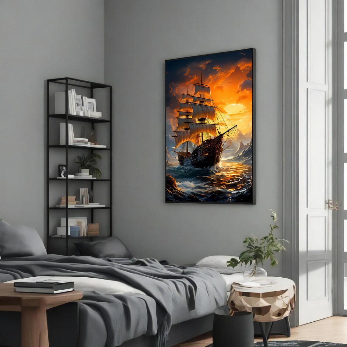 Pirate Ship Adventure at Sunset, Nautical Painting - Image 5