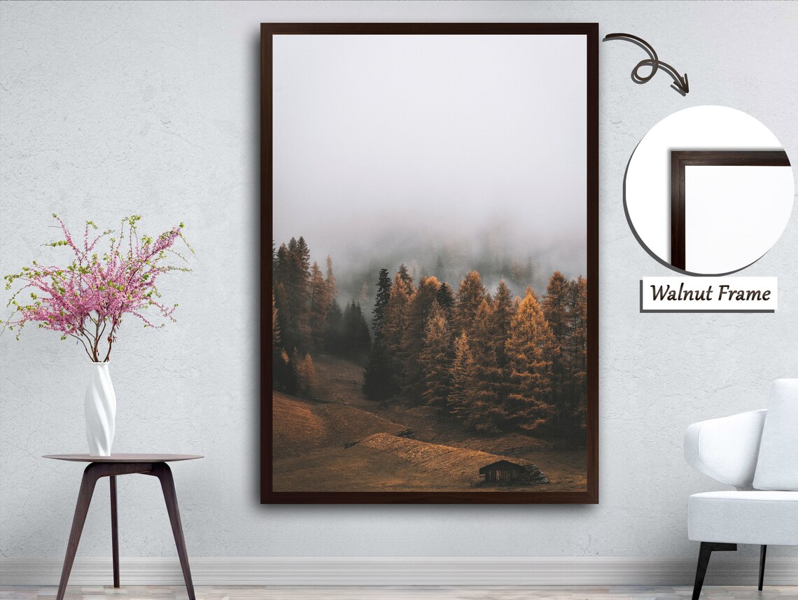 Misty Forest, Enigmatic Woods Landscape Art Print - Image 3