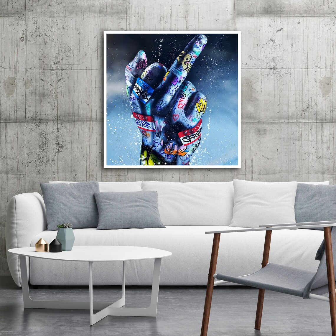Bold Graffiti Middle Finger Gesture, Urban Decor - Image 2