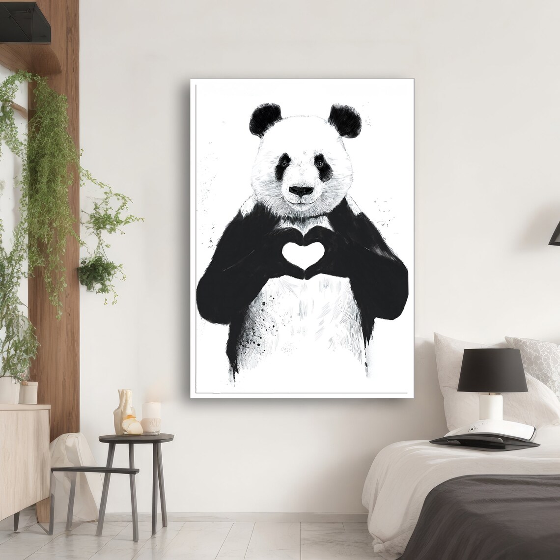Adorable Panda With Heart, Charming Art Print - Image 2