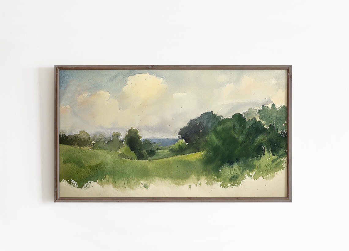 Spring Landscape Watercolour Painting Art Print - Image 3