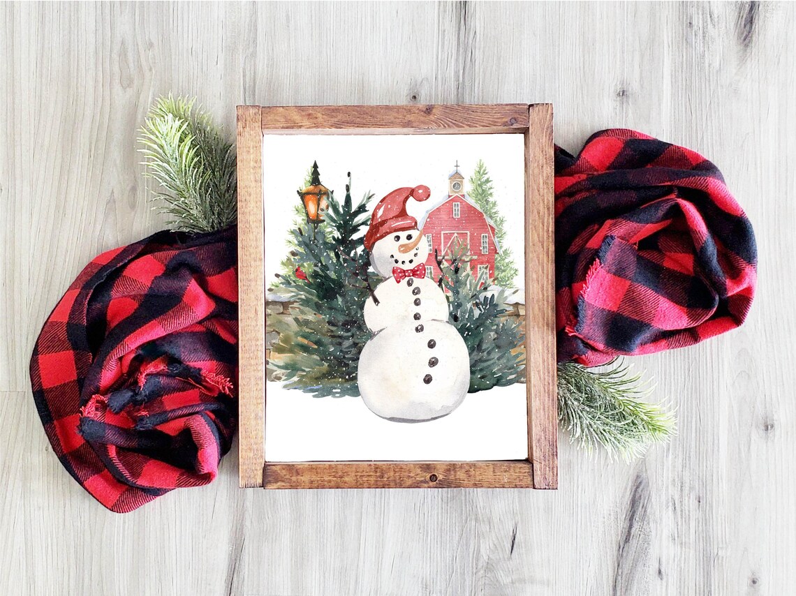 Winter Snowman Wall Art Woodland Snowman Sign 5x7 8x10 85x11 11x14 16x20 Seasonal Watercolor Decor Diy Home Decor - Image 6
