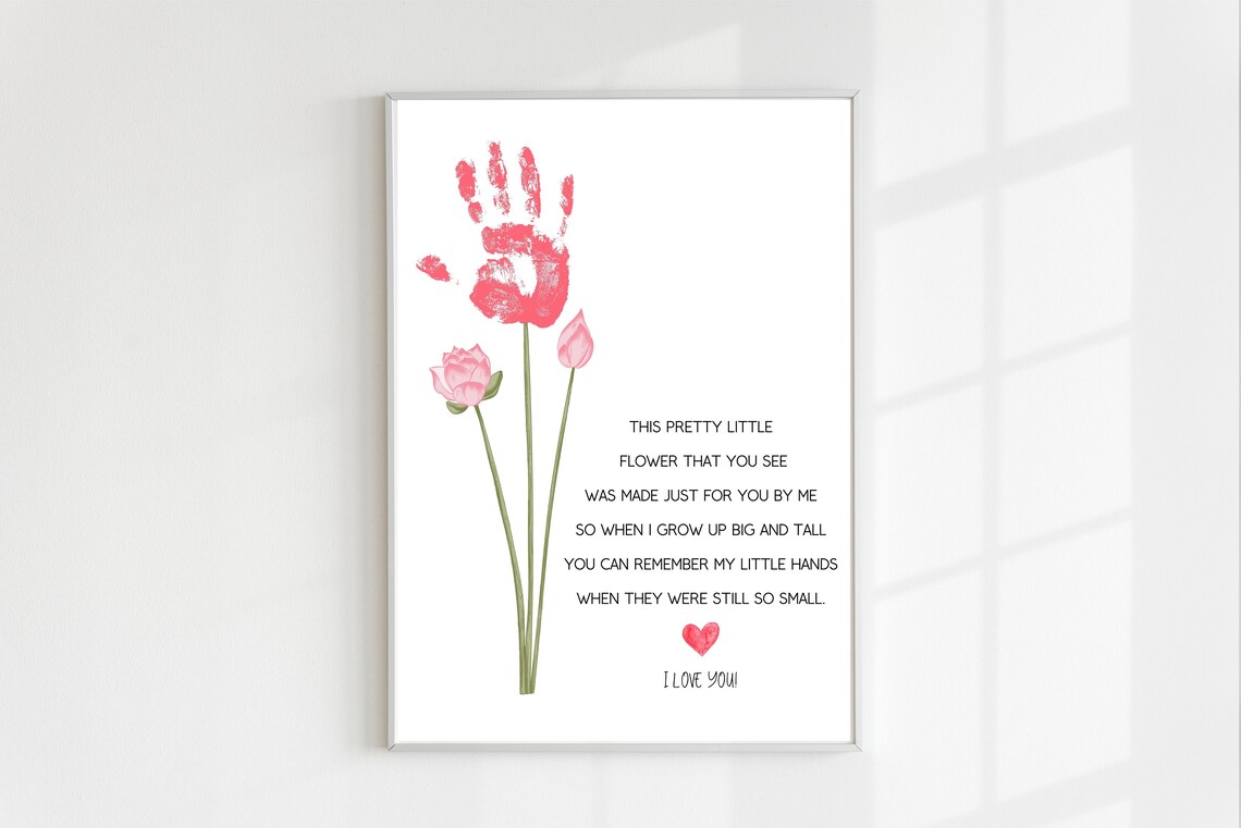 Handprint Flower Poem I Love You Kids Craft Mother's Day Poster - Image 2