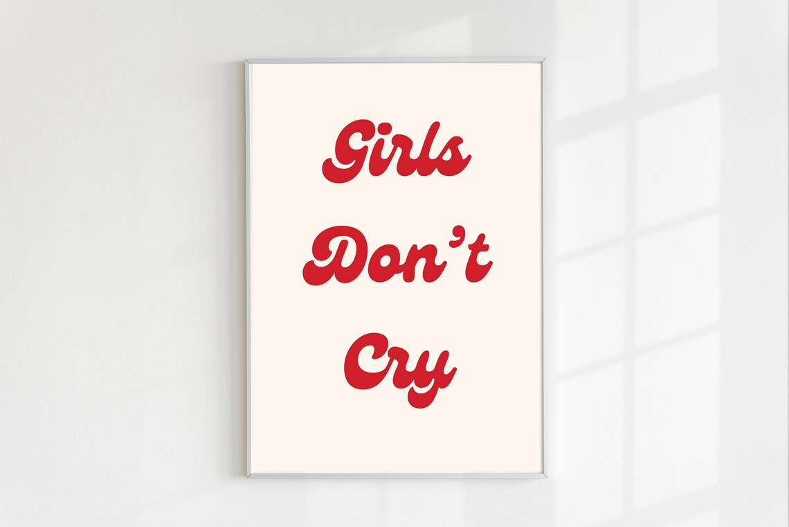 Girls Don't Cry Bold Red Retro Typography Girl Power Dorm Poster - Image 2