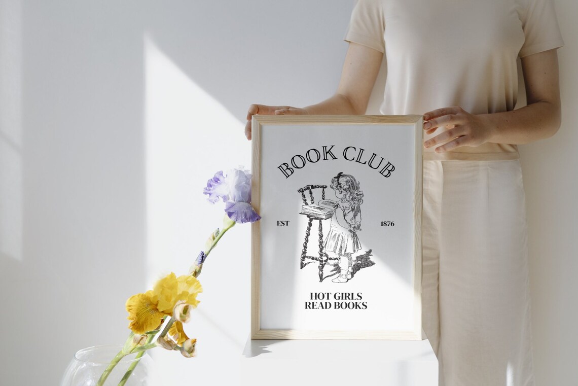 Book Club Est 1876 Hot Girls Read Books Vintage Reading Poster - Image 3