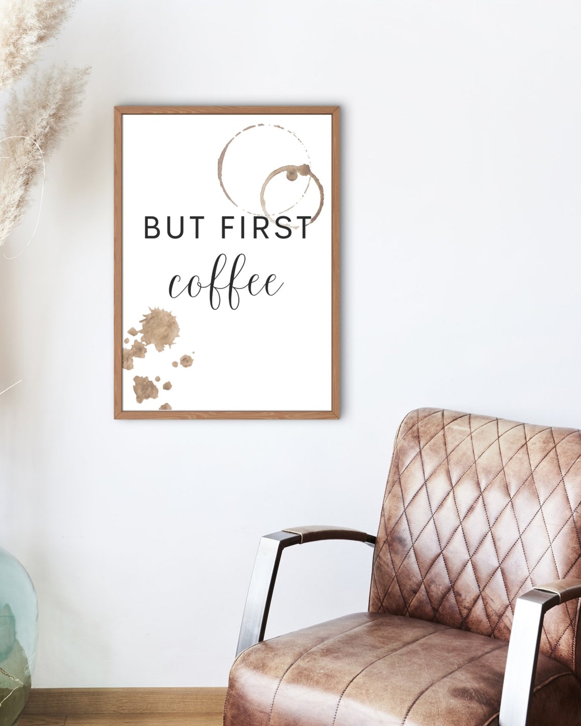 But First Coffee Rustic Coffee Ring Stain Poster Kitchen Decor Gift - Image 2