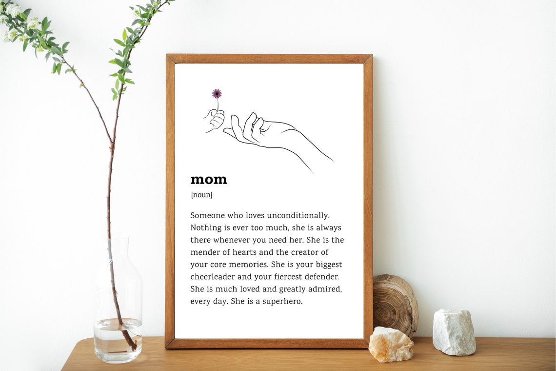 Mom Definition Line Art Hands Heartfelt Meaningful Gift Poster - Image 2