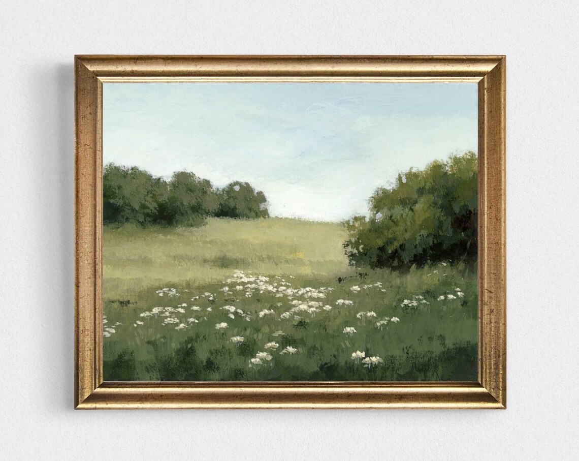 Flower Fields Art Print, Countryside Landscape