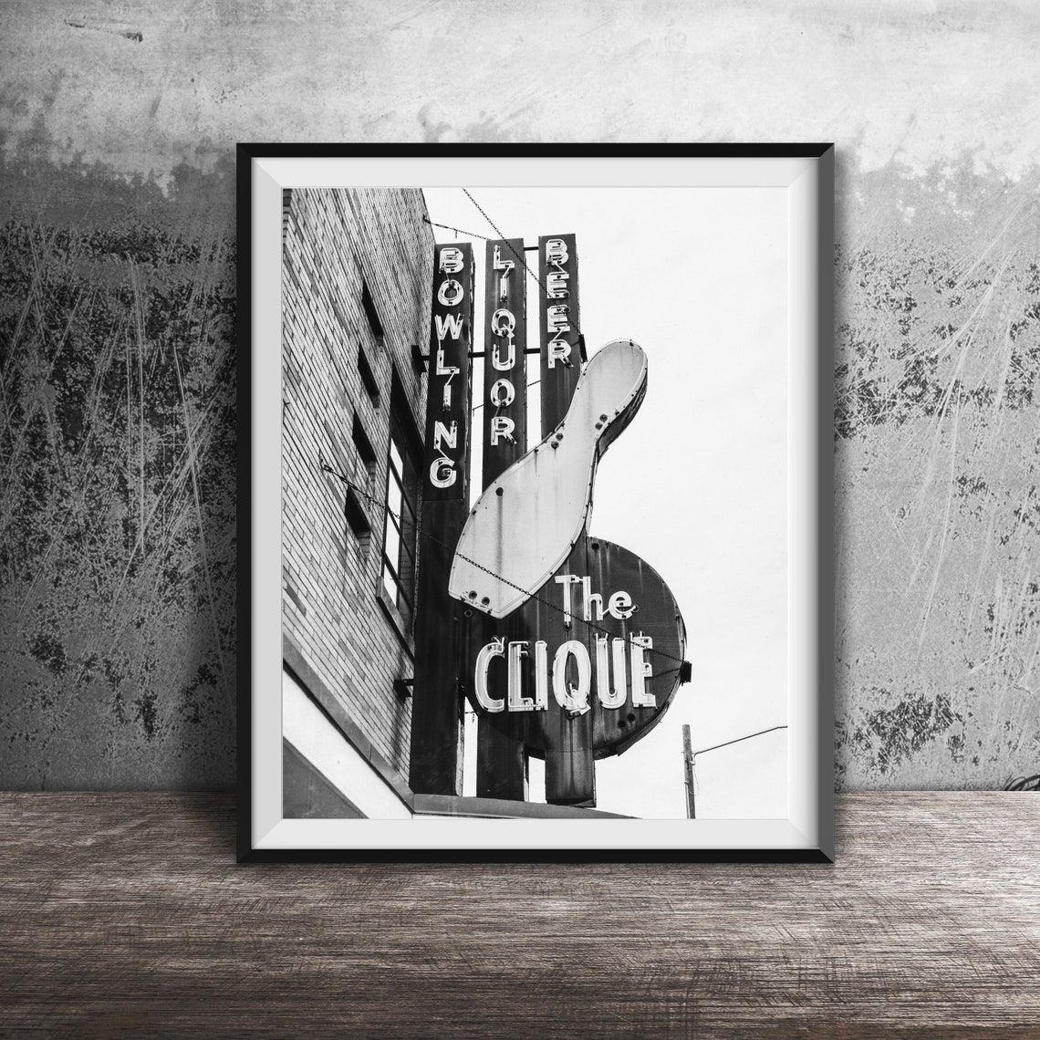 The Clique Bowling Liquor Beer Sign Bowling Pin Michigan Poster - Image 2