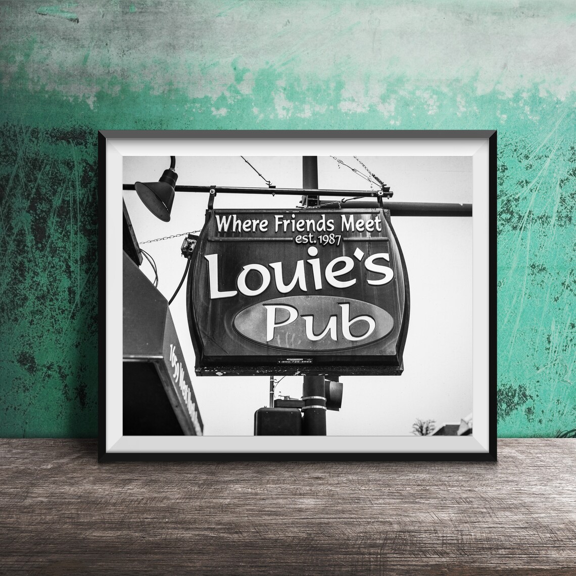 Louie's Pub Bar Sign Where Friends Meet Since 1987 Nightlife Poster - Image 2