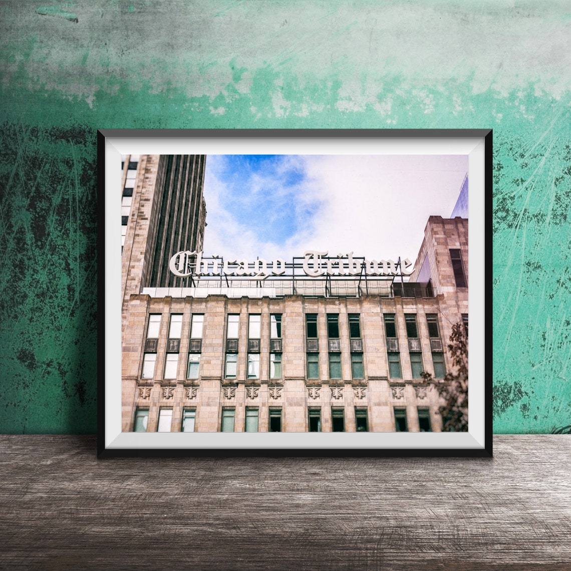 Chicago Tribune Tower Rooftop Newspaper Sign Photography Poster