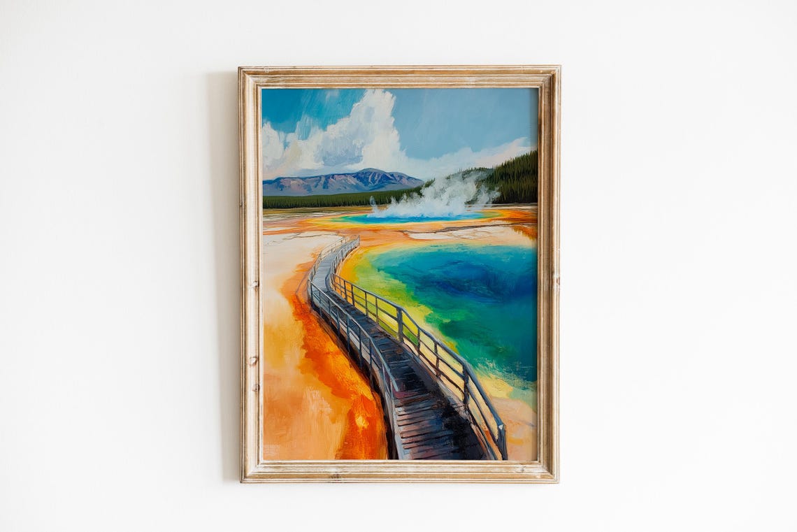 Grand Prismatic Spring Rainbow Colors Aerial Nature Wall Art