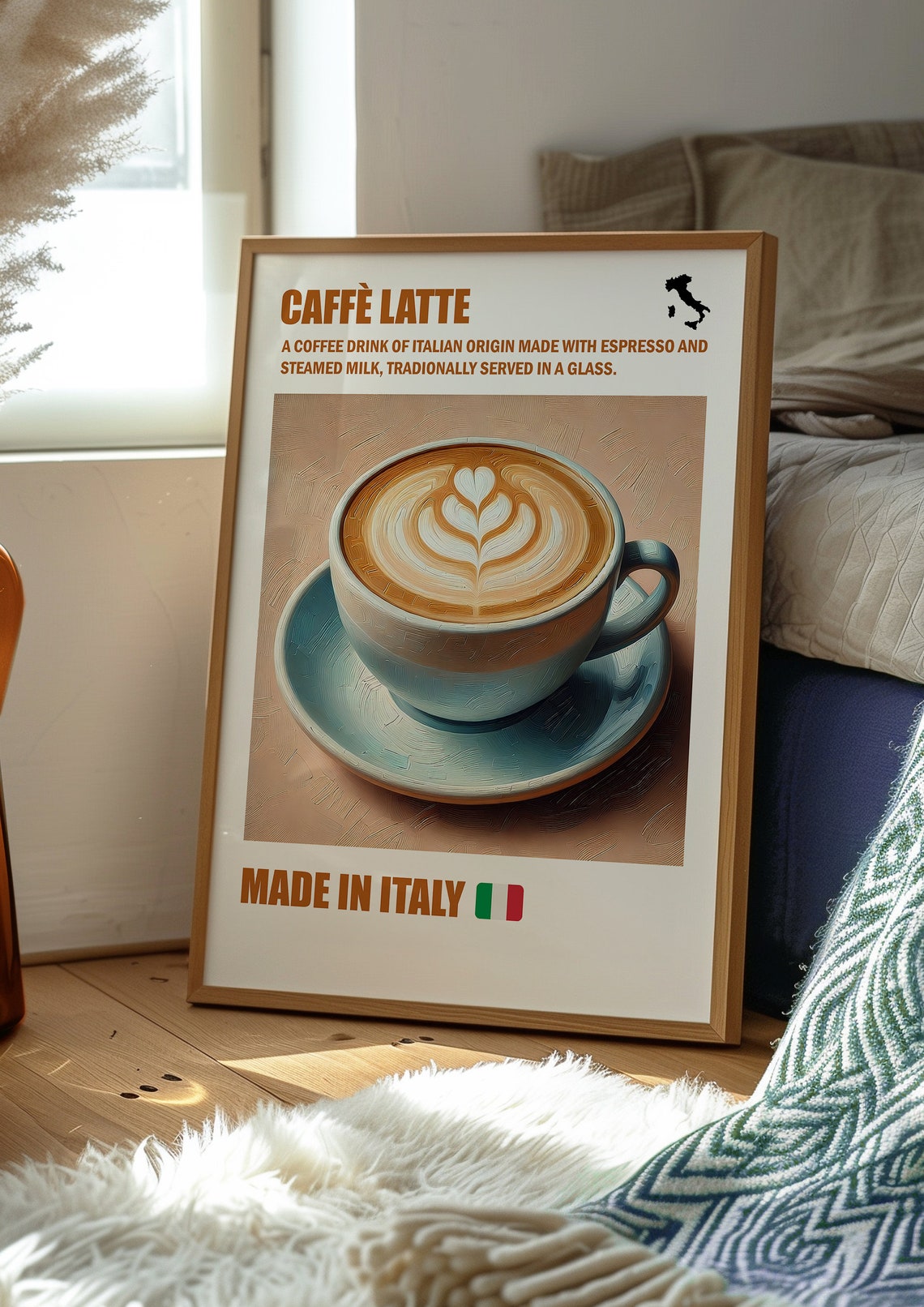 Caffe Latte Italy Coffee Recipe Latte Art Illustration Kitchen Poster - Image 4