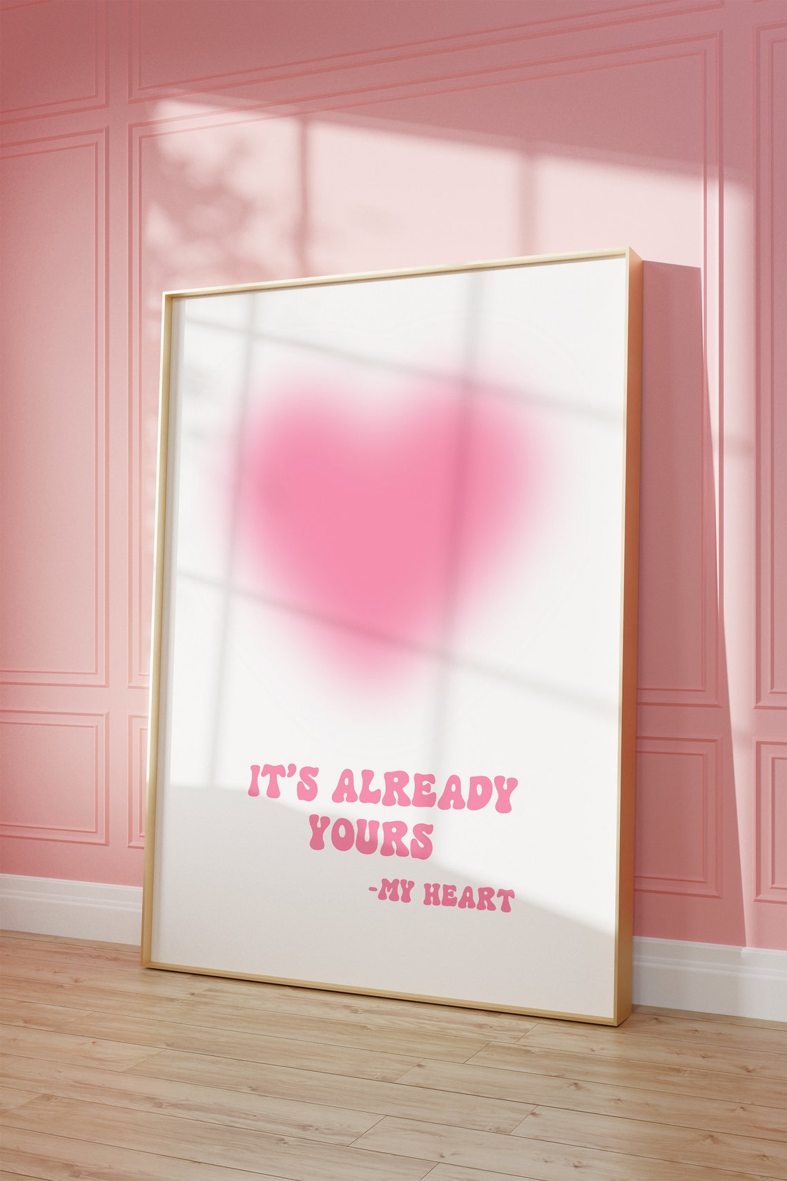 It's Already Yours My Heart Pink Aura Heart Affirmation Poster - Image 3