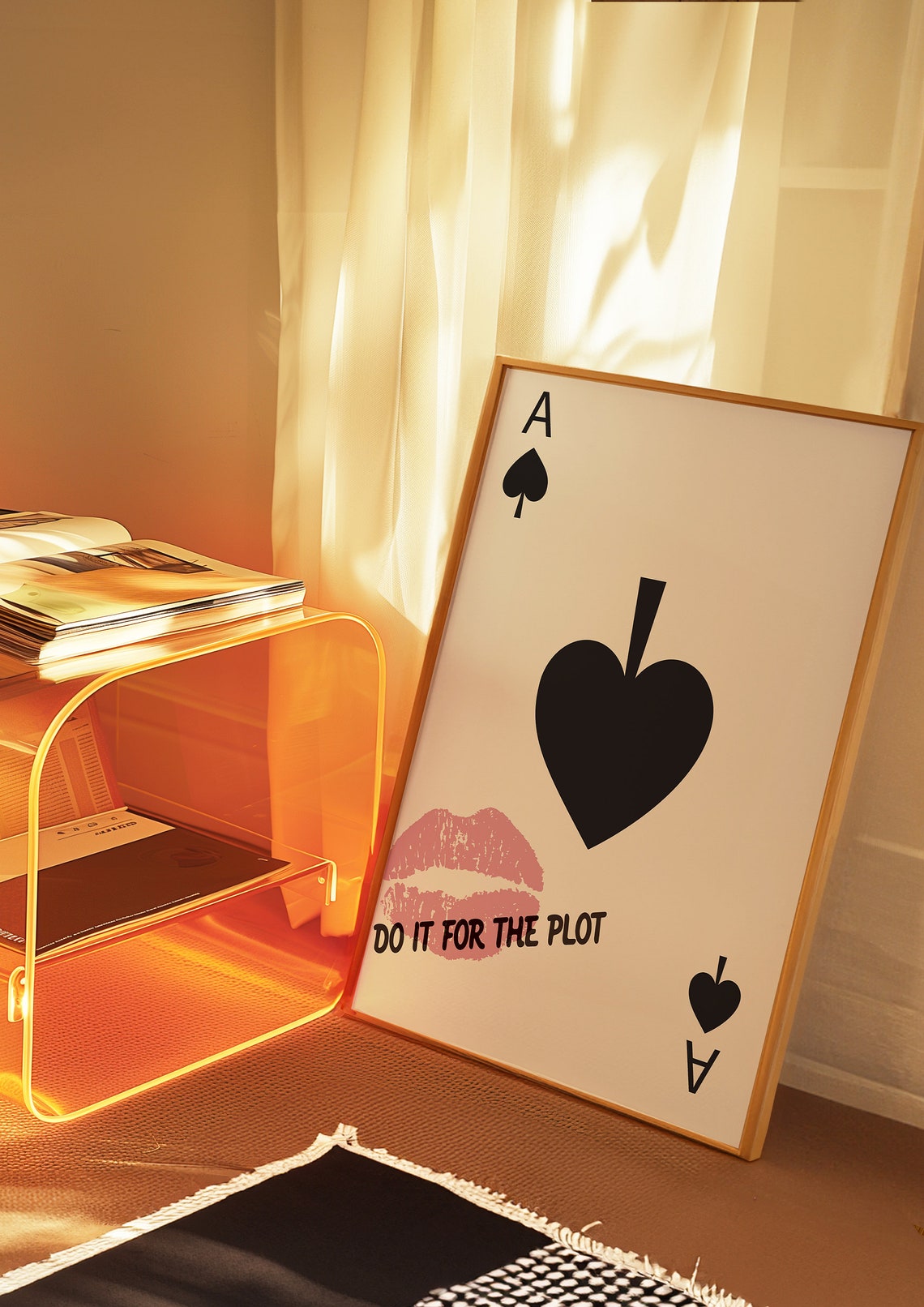 Do It For The Plot Ace Of Spades Card Poster With Pink Kiss Mark - Image 2