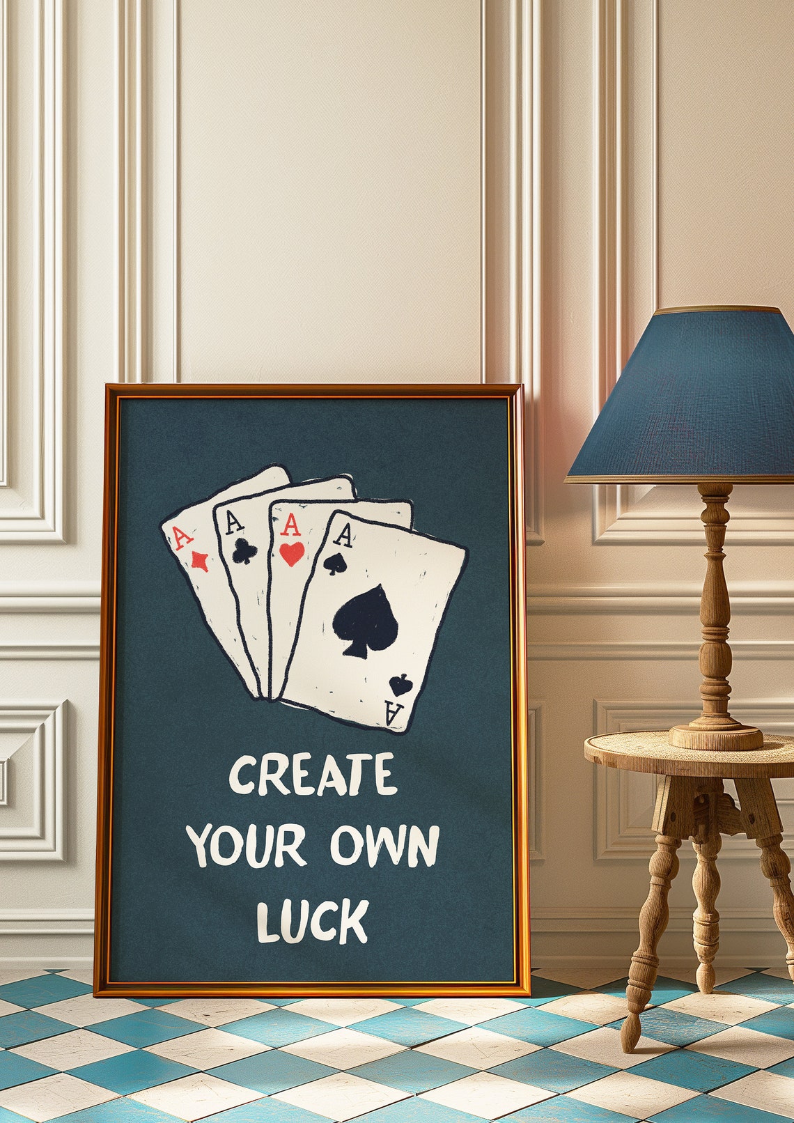 Create Your Own Luck Four Aces Playing Card Retro Game Poster - Image 5