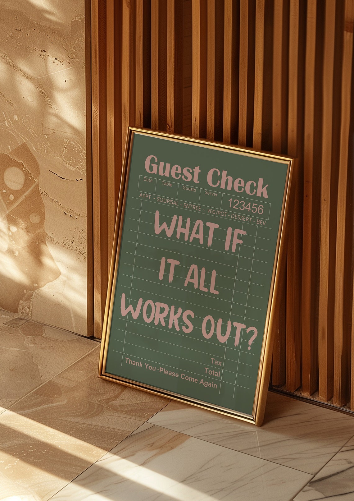 What If It All Works Out Green Pink Guest Check Motivational Poster - Image 4