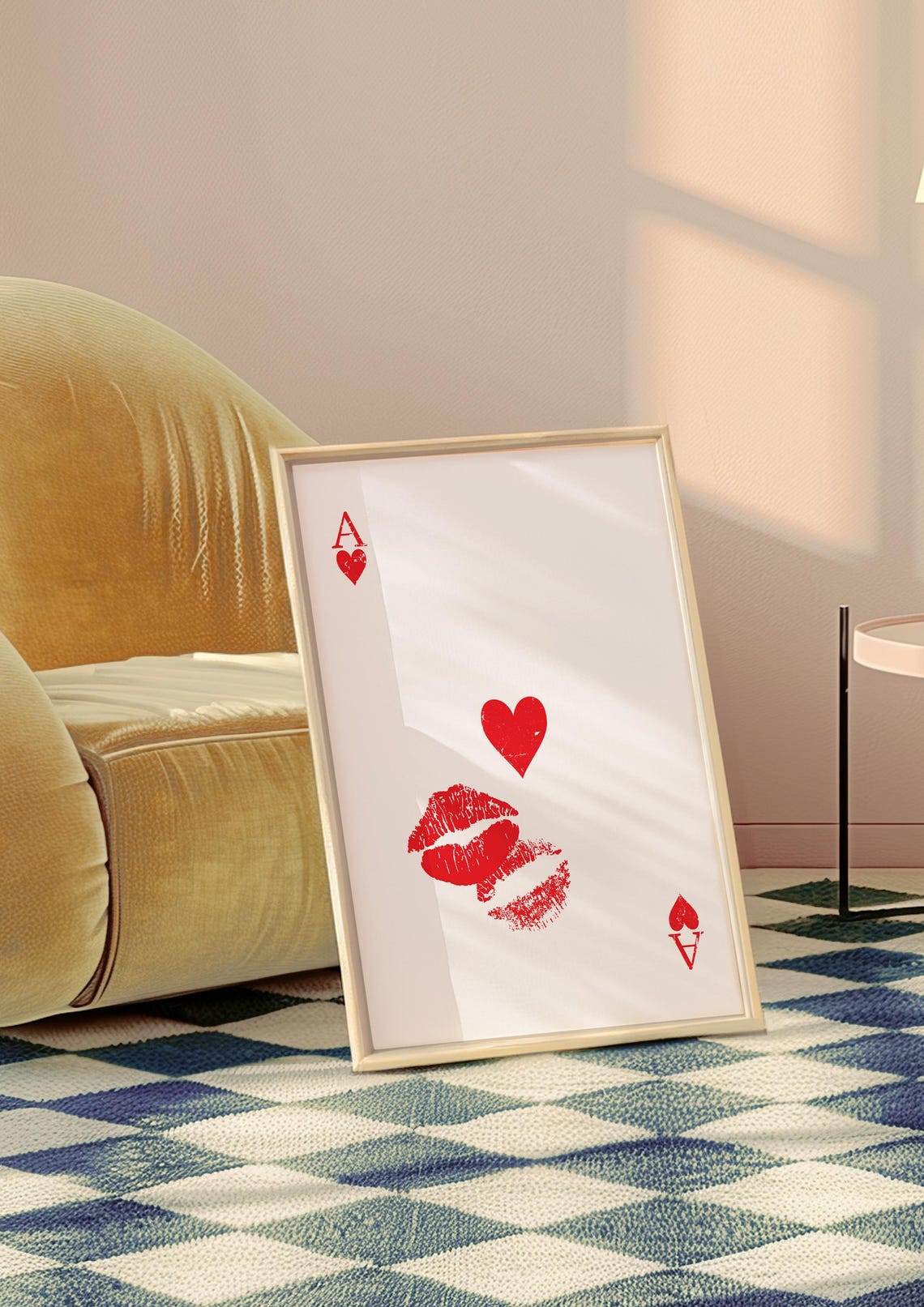 Ace of Hearts Playing Card Red Lipstick Kiss Valentine Poster - Image 3