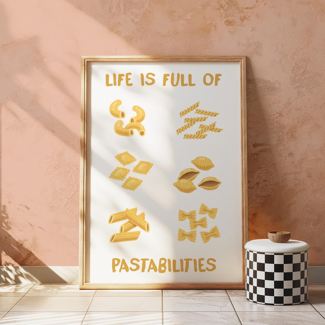Life Is Full of Pastabilities Pasta Types Pun Kitchen Humor Poster - Image 3