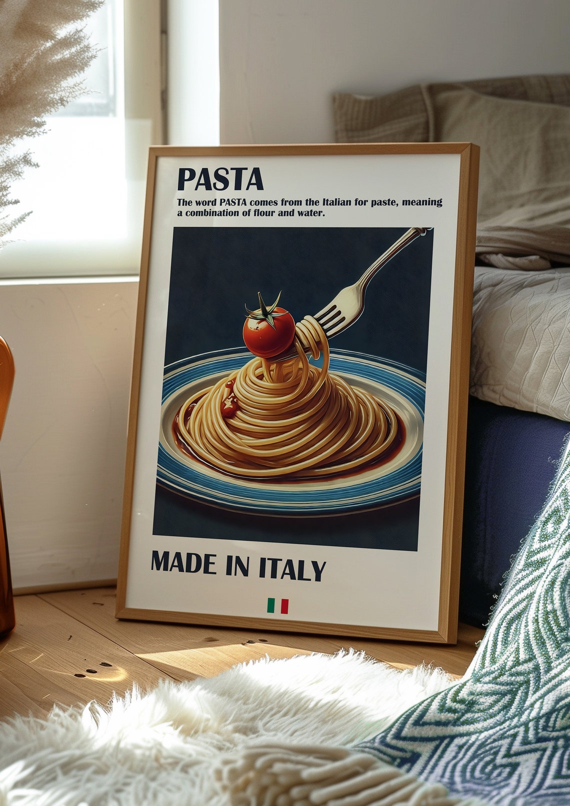 Italian Pasta Spaghetti Tomato Fork Made In Italy Food Poster - Image 2