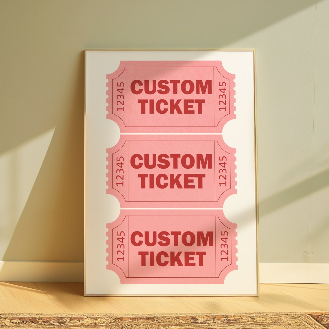 Pink Custom Ticket Stub Retro Raffle Personalized Dorm Wall Art - Image 3