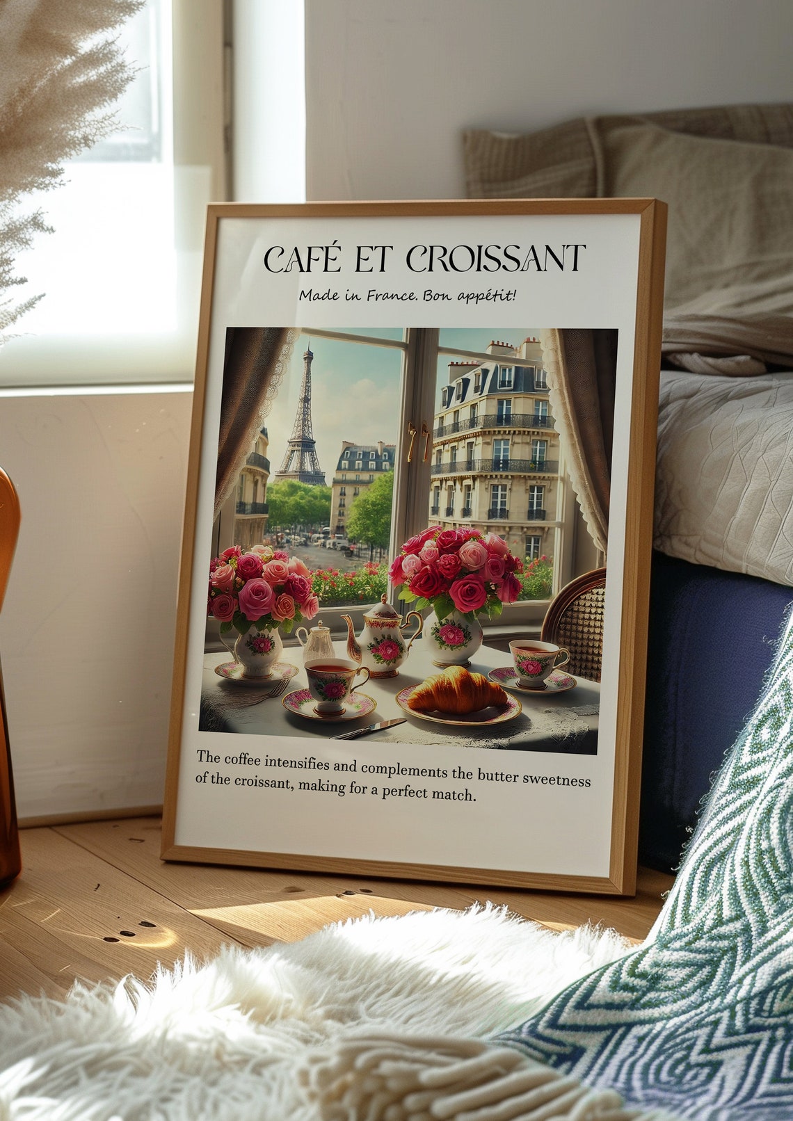 Cafe Et Croissant French Breakfast With Paris Window View Poster - Image 4