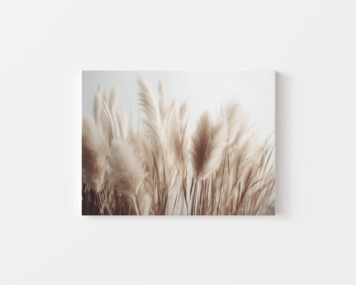 Neutral Beach Pampas Grass Coastal Minimalist Art Print - Image 4
