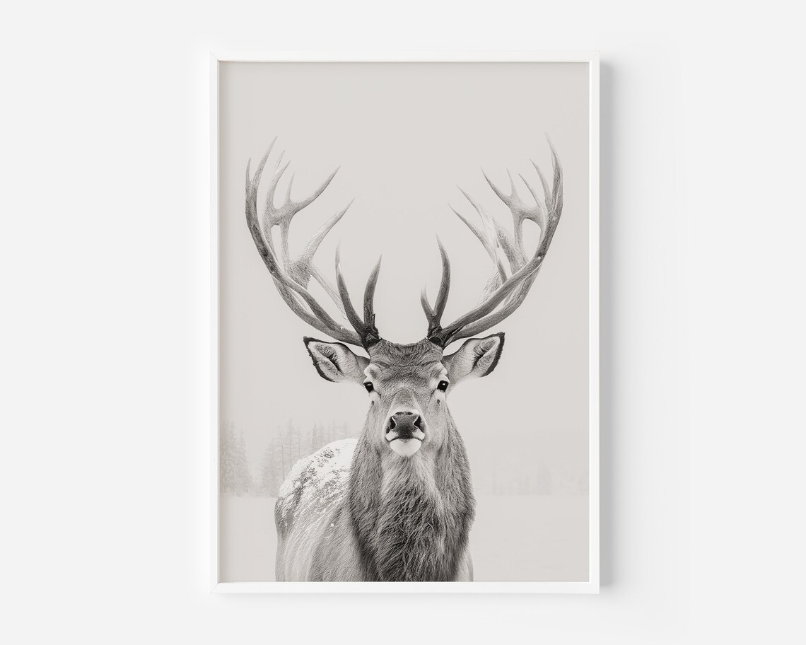 Winter Deer In The Snow Minimalist Christmas Poster - Image 2