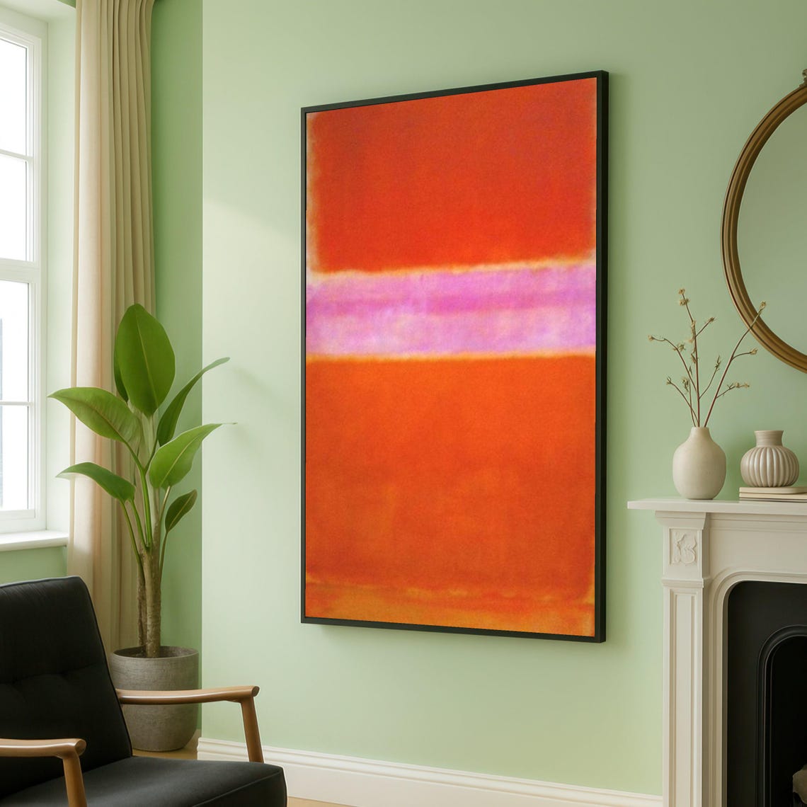 Rothko Style Abstract Color Field Red Orange Pink Canvas Poster
