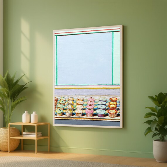 Colorful Cupcakes Row Bakery Window Pop Art Style Food Art Poster