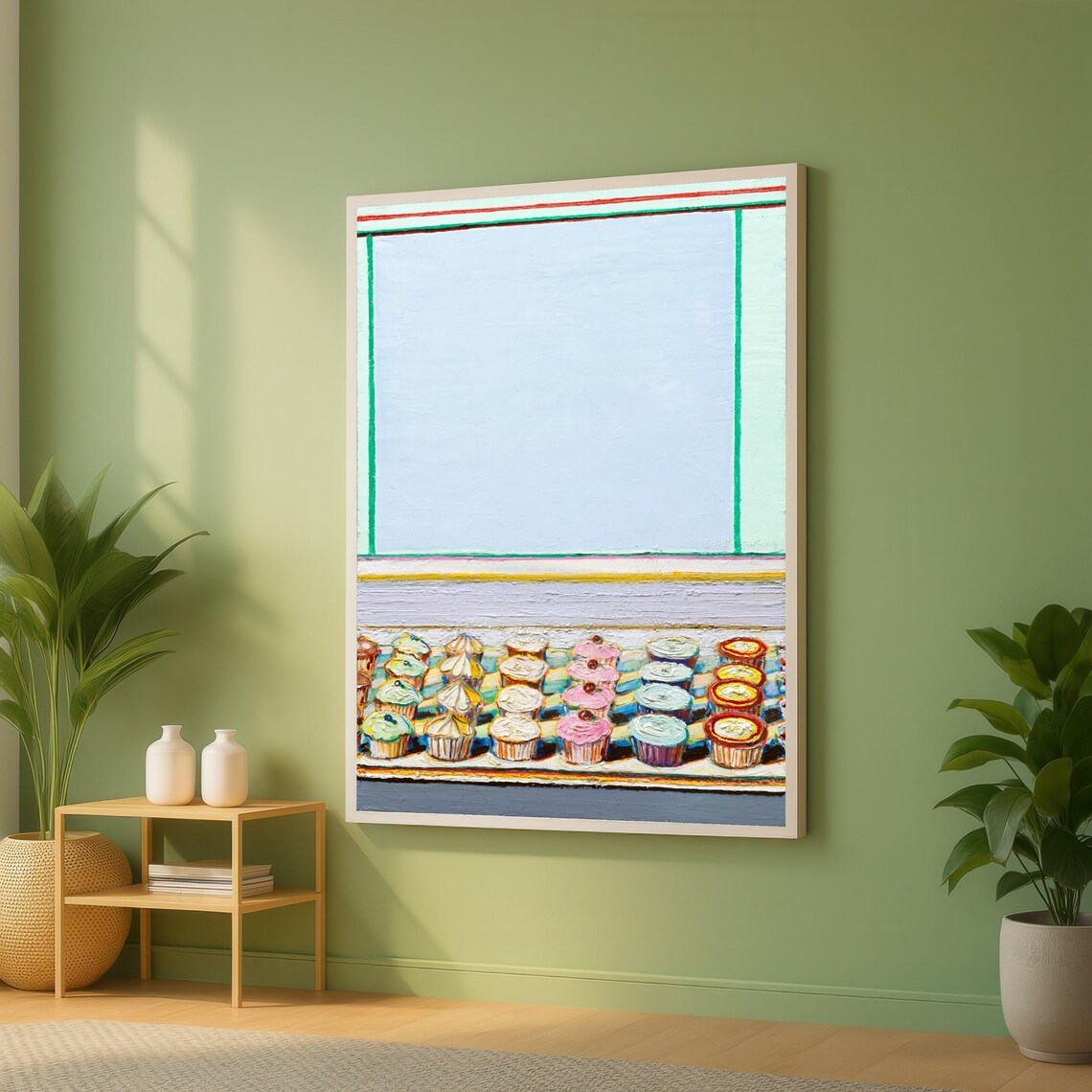Colorful Cupcakes Row Bakery Window Pop Art Style Food Art Poster